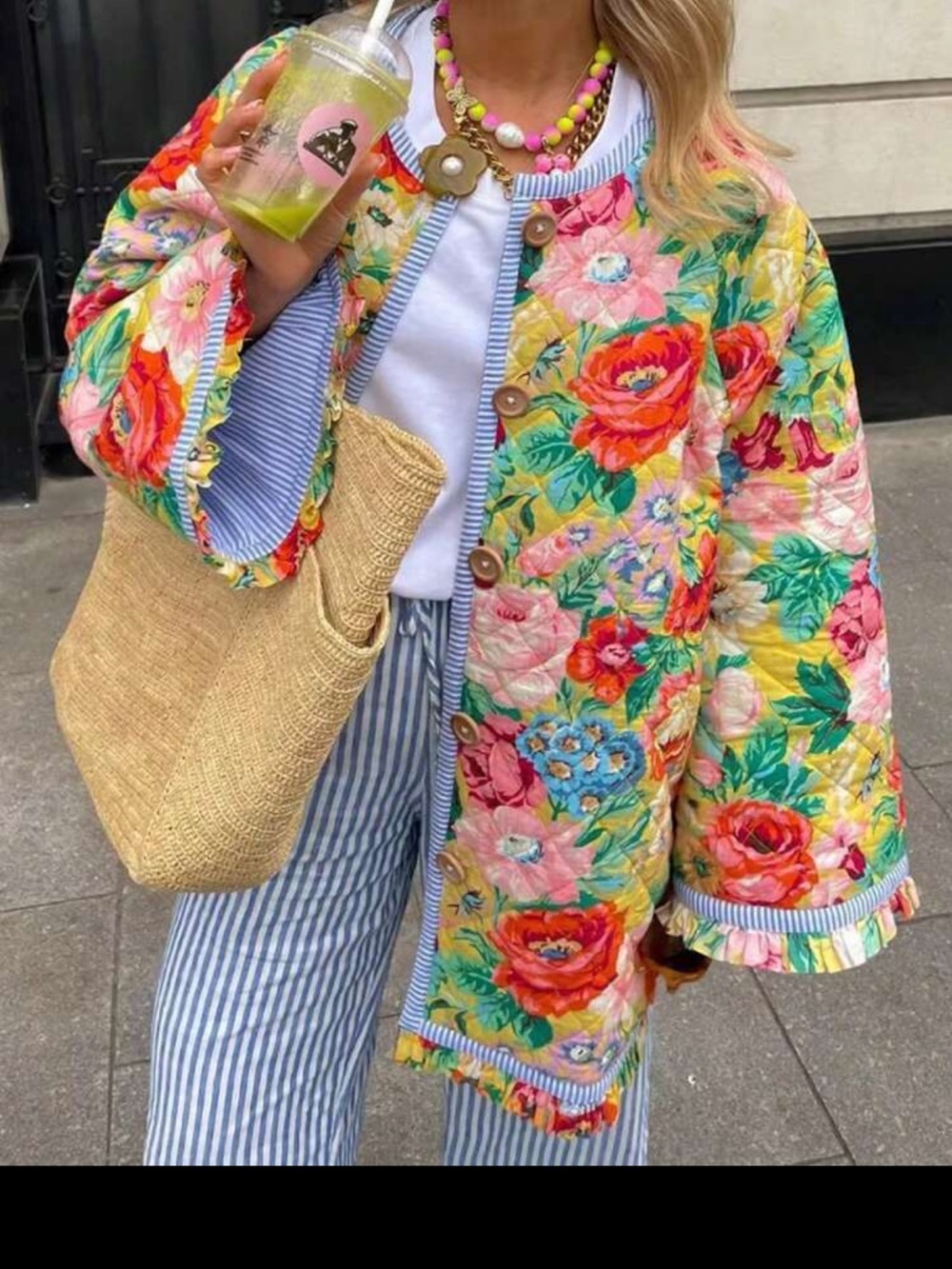 Vibrant Floral Quilted Jacket - Multi